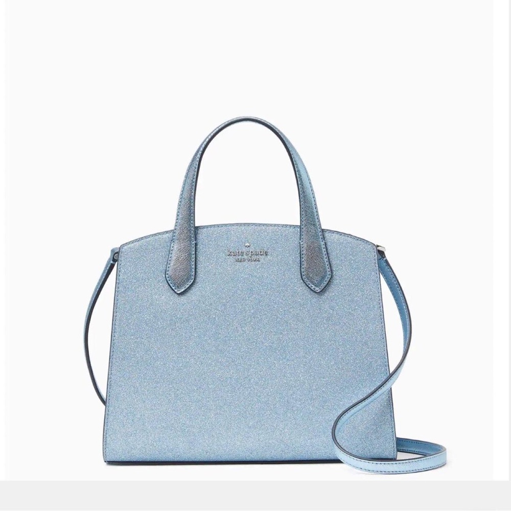 NWT Kate Spade Satchel Purse Tinsel Glitter Frosty Sky Bag